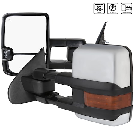 Spec-D Tuning 14-18 Chevrolet Silverado Towing Mirror Chrome Cvr Power Heated LED RMX-SIV14G2LEDHP-FS